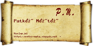 Patkó Máté névjegykártya